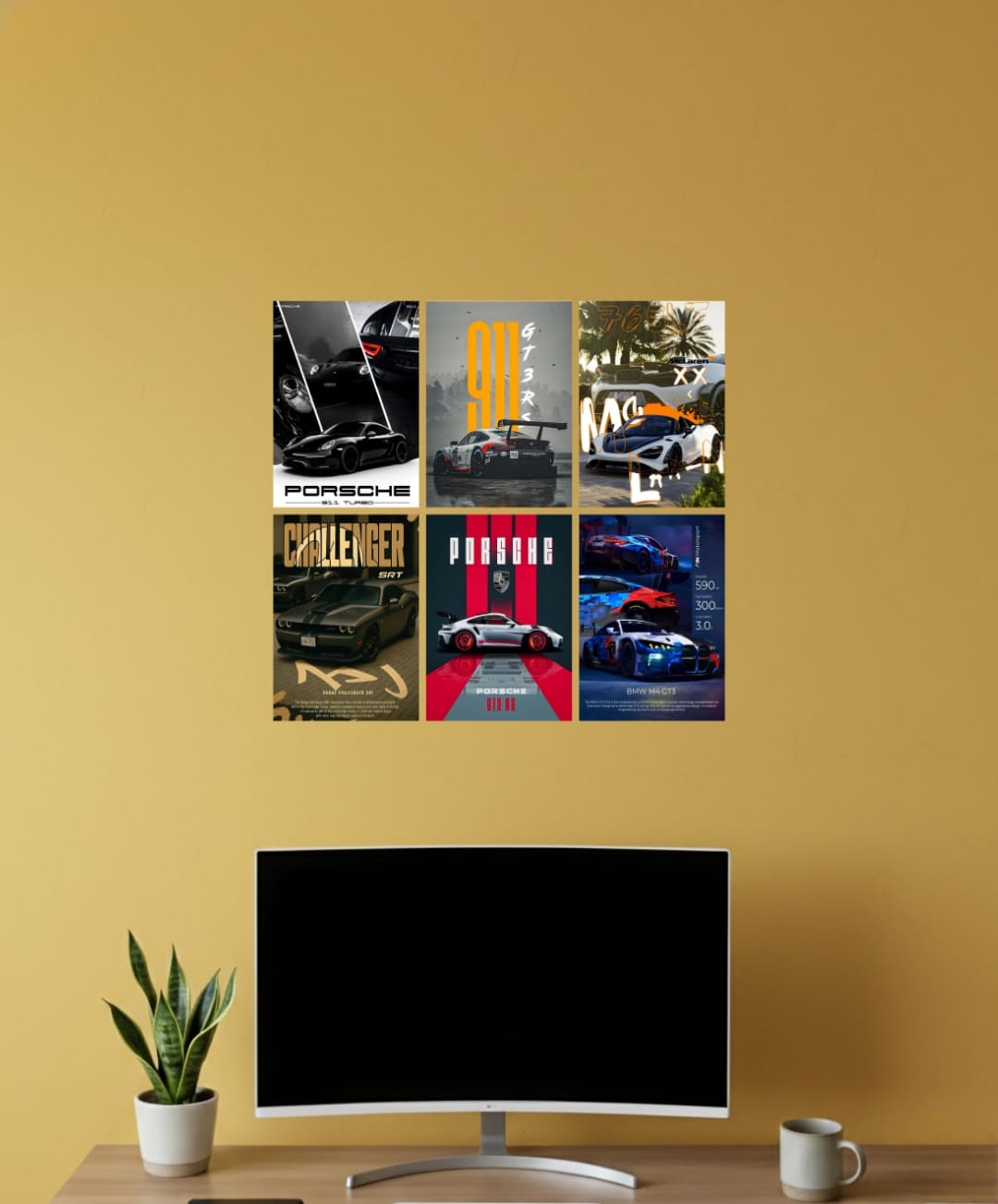 Premium Supercar A4 Wall Poster Set of 6 – Luxury Sports Car Art Prints for Modern Room Decor l 002