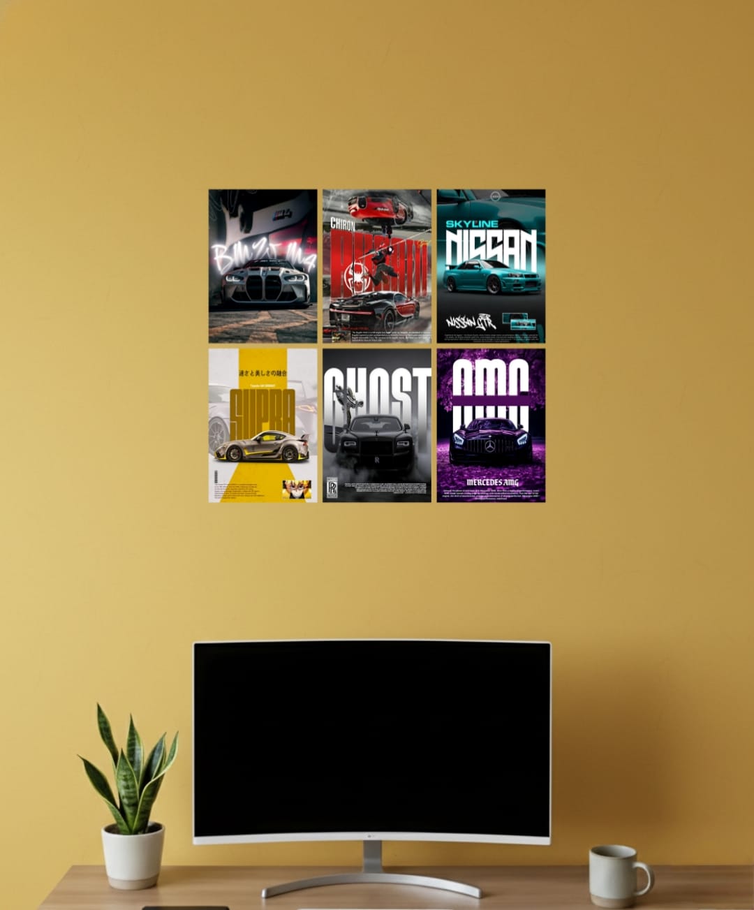 Premium Supercar A4 Wall Poster Set of 6 – Luxury Sports Car Art Prints for Modern Room Decor l 005