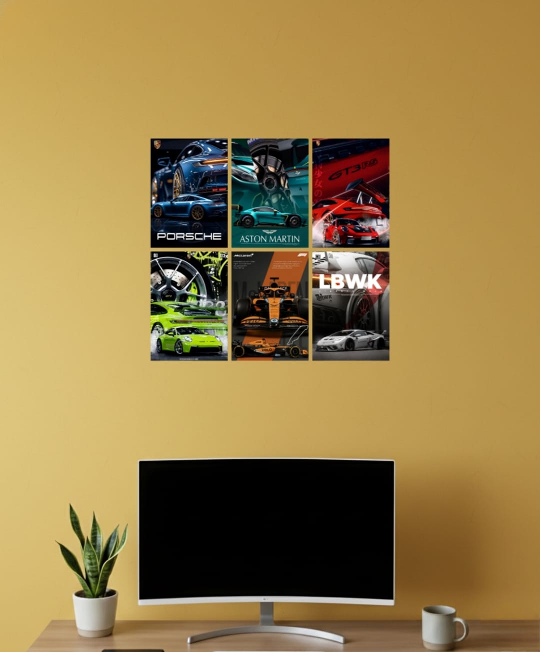 Premium Supercar A4 Wall Poster Set of 6 – Luxury Sports Car Art Prints for Modern Room Decor l 006