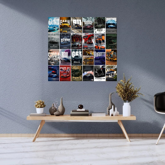 Aesthetic Supercar Wall Collage Kit || 24pcs (A6 Size) Car Posters for Room Decoration | 001