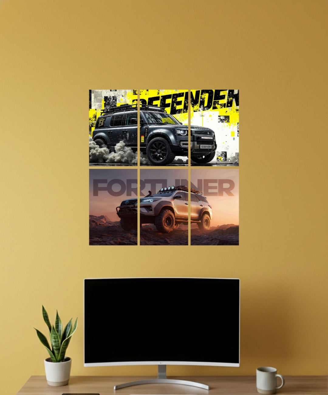 Automorphix Set of Split Racing Car Wall Posters | Sports Car Wall Art for Room Decoration | 005