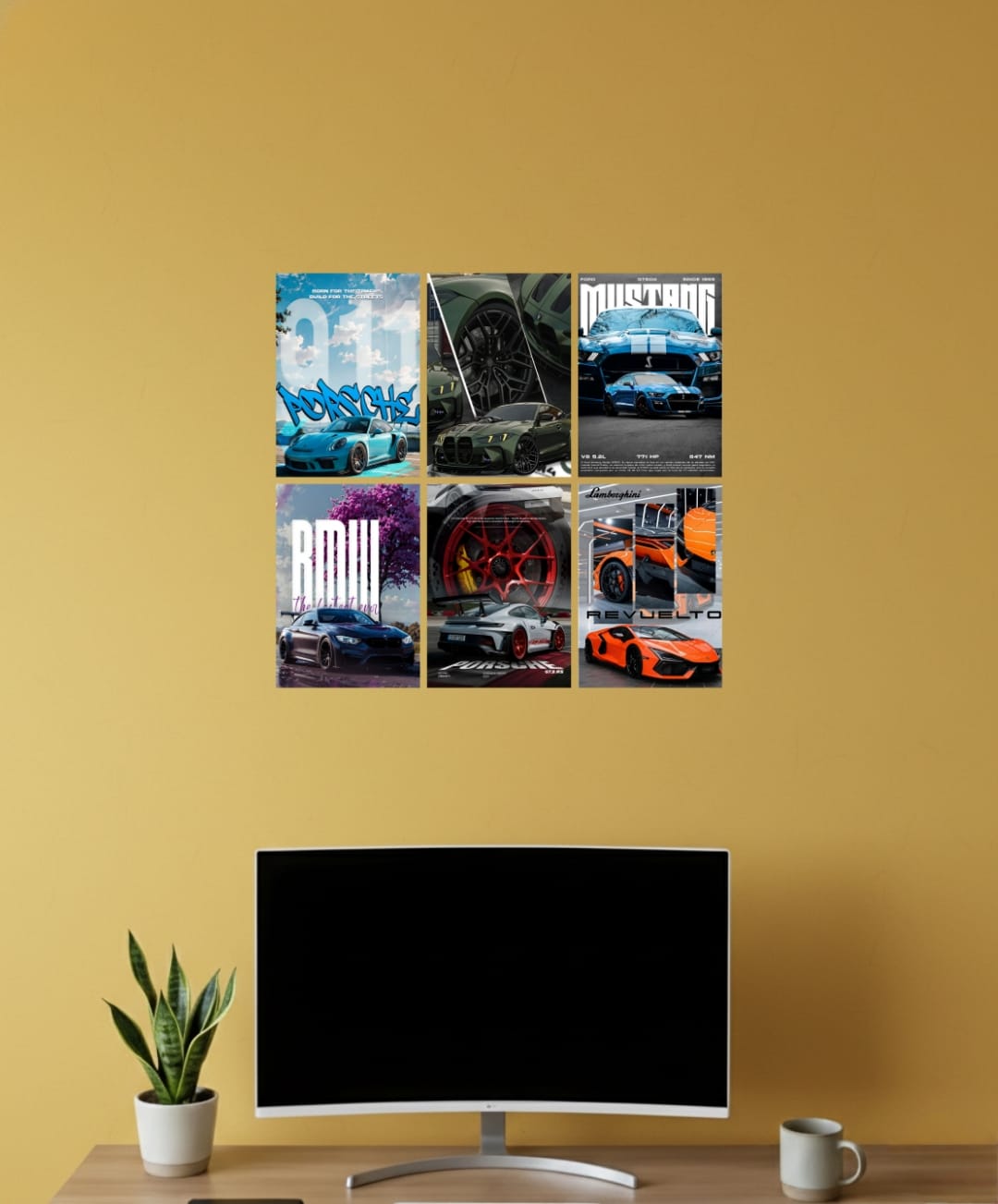 Premium Supercar A4 Wall Poster Set of 6 – Luxury Sports Car Art Prints for Modern Room Decor l 001