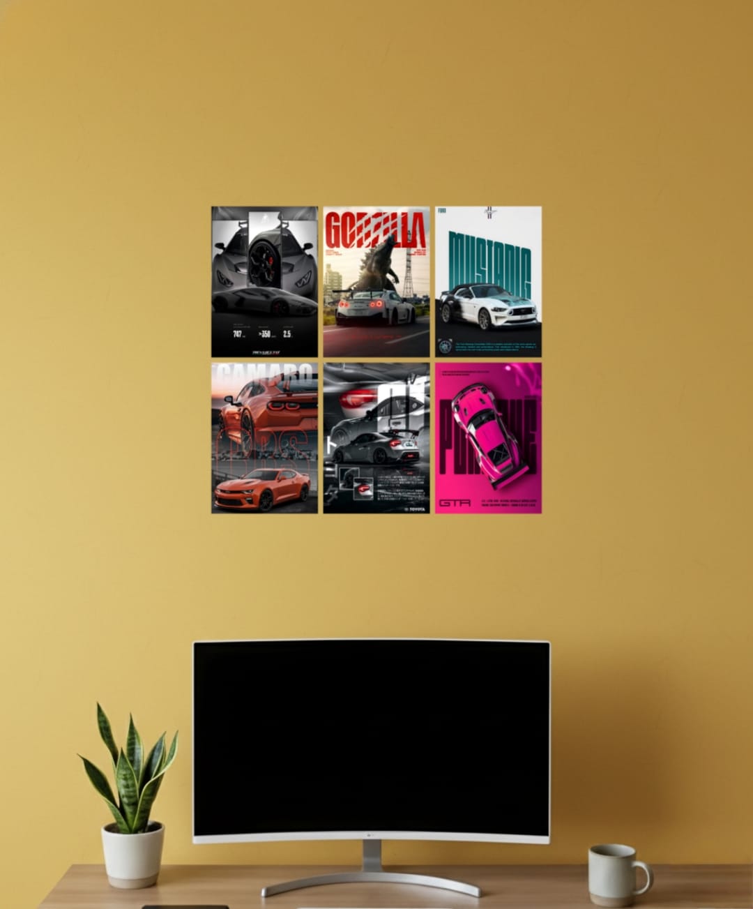 Premium Supercar A4 Wall Poster Set of 6 – Luxury Sports Car Art Prints for Modern Room Decor l 003