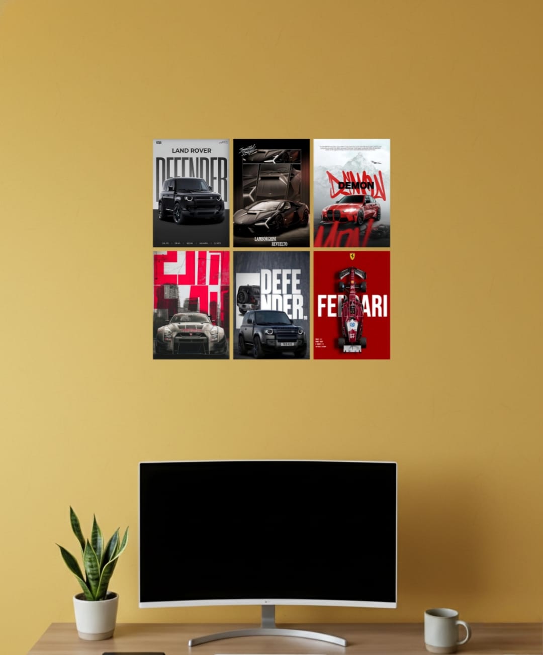 Premium Supercar A4 Wall Poster Set of 6 – Luxury Sports Car Art Prints for Modern Room Decor l 004