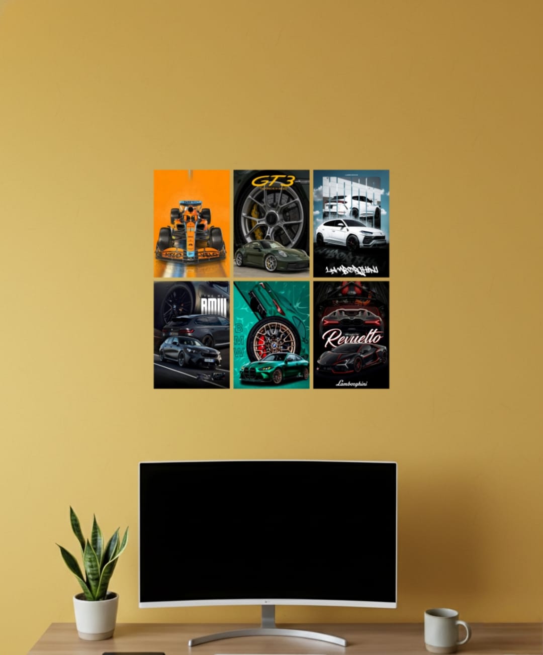 Premium Supercar A4 Wall Poster Set of 6 – Luxury Sports Car Art Prints for Modern Room Decor l 009