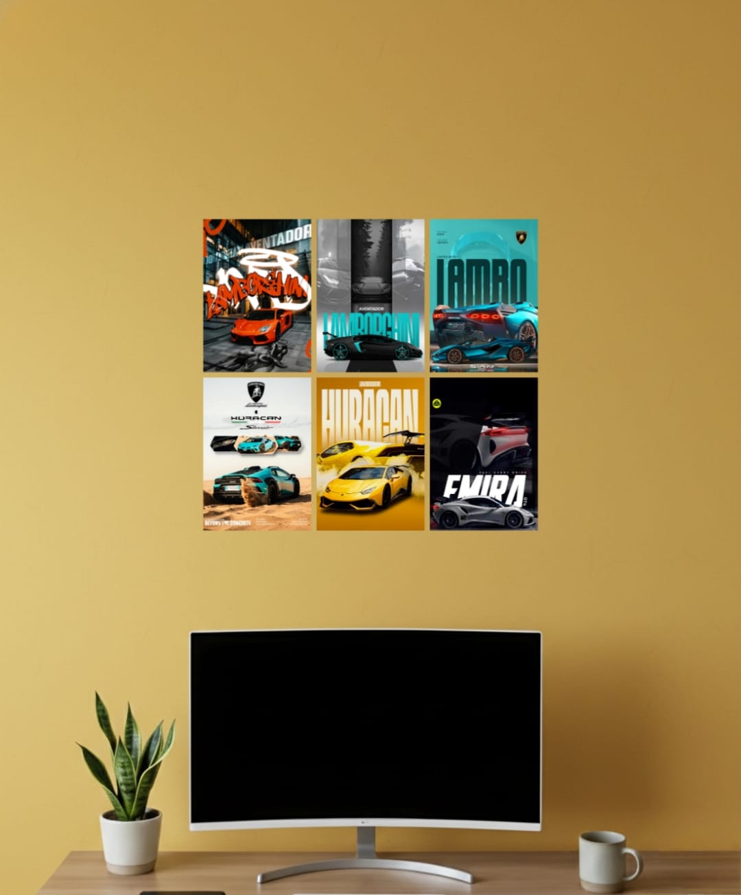 Premium Supercar A4 Wall Poster Set of 6 – Luxury Sports Car Art Prints for Modern Room Decor l 010