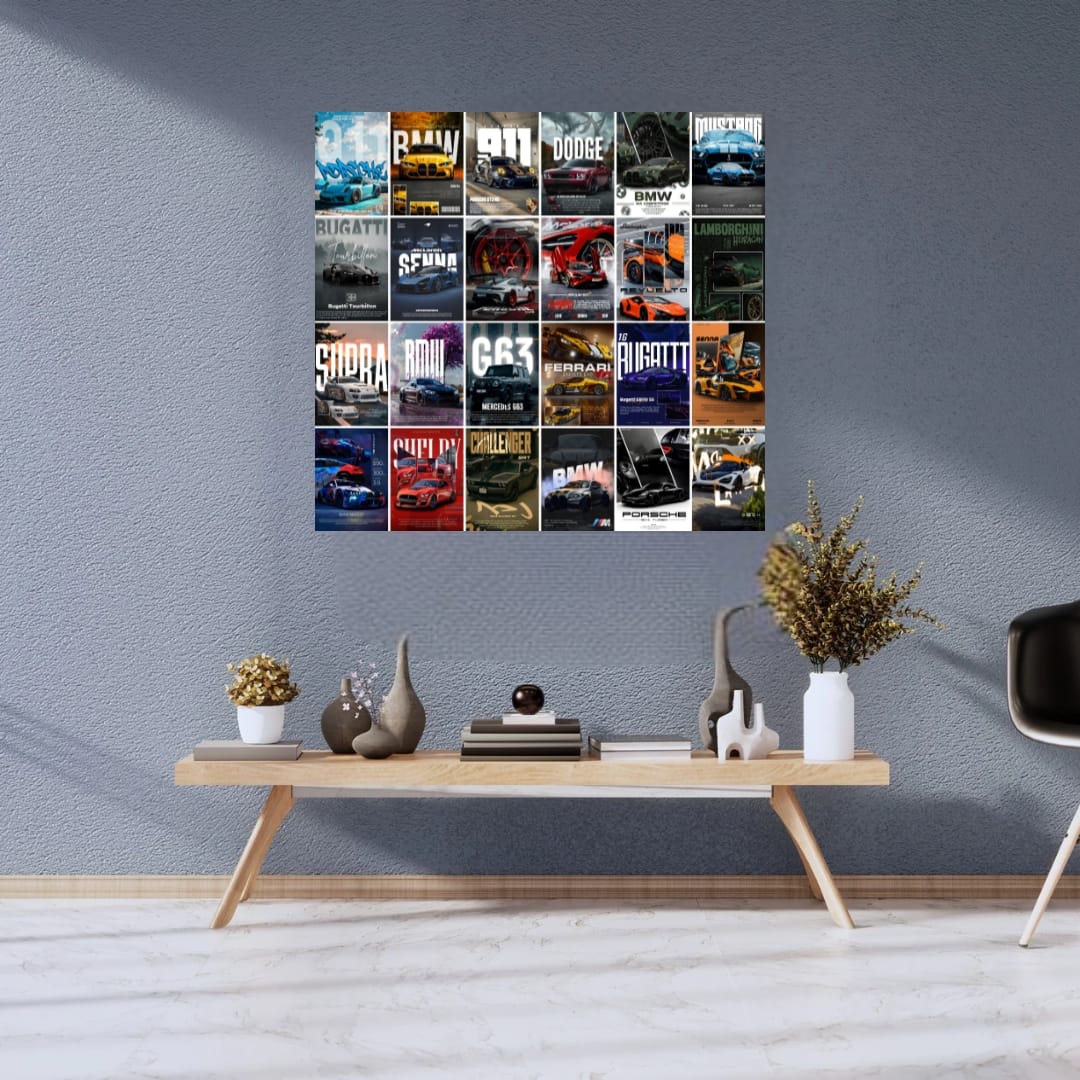 Aesthetic Supercar Wall Collage Kit || 24pcs (A6 Size) Car Posters for Room Decoration | 001