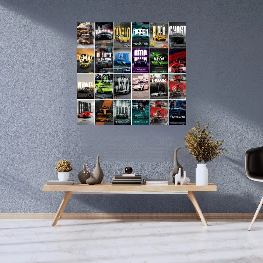 Aesthetic Supercar Wall Collage Kit || 24pcs (A6 Size) Car Posters for Room Decoration | 003