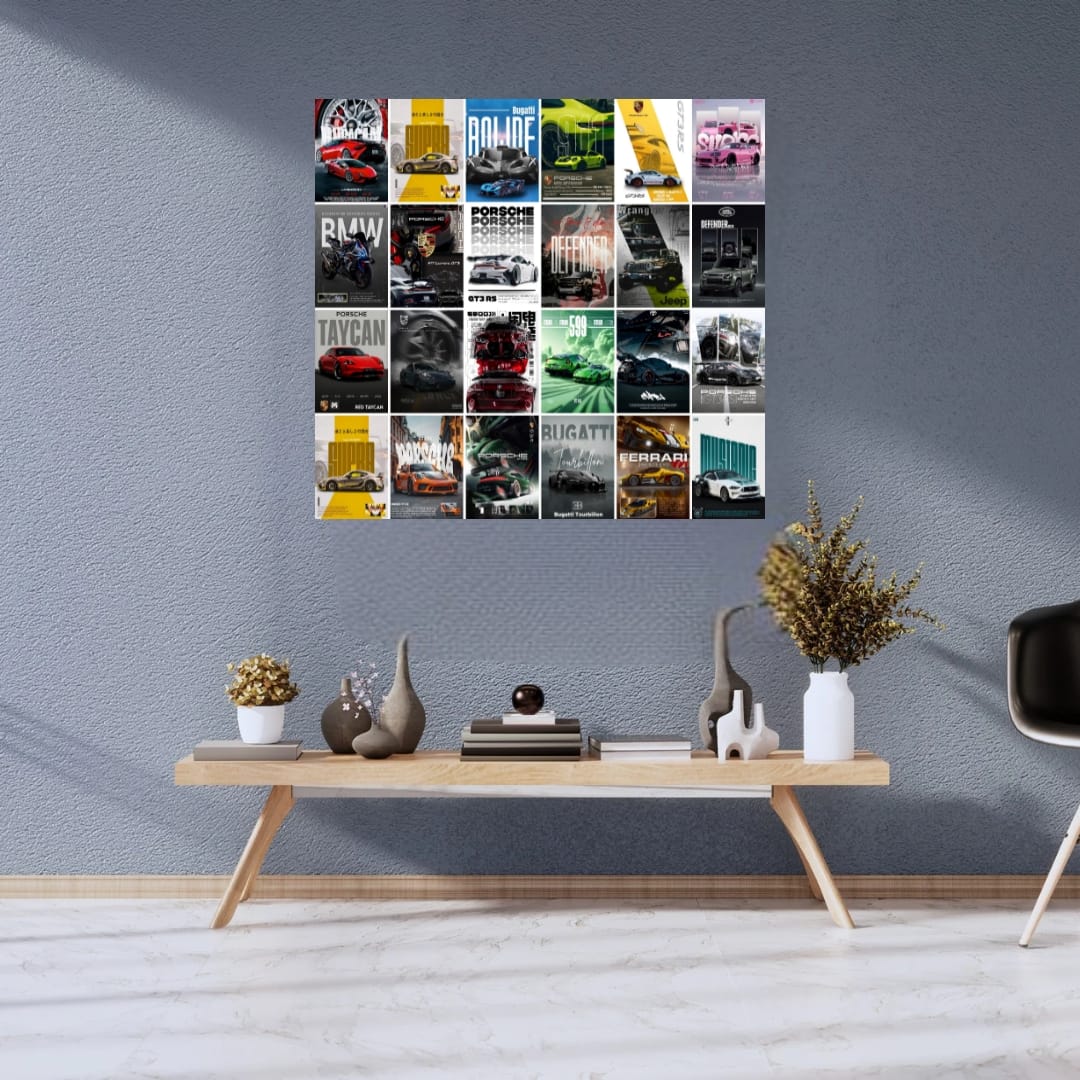 Aesthetic Supercar Wall Collage Kit || 24pcs (A6 Size) Car Posters for Room Decoration | 004