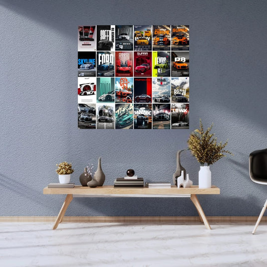 Aesthetic Supercar Wall Collage Kit || 24pcs (A6 Size) Car Posters for Room Decoration | 005