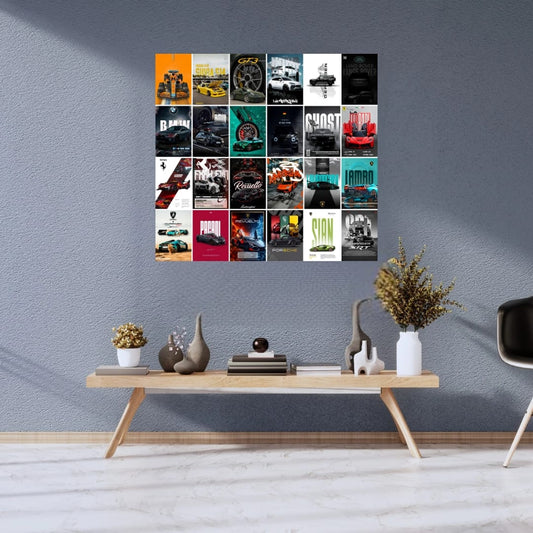 Aesthetic Supercar Wall Collage Kit || 24pcs (A6 Size) Car Posters for Room Decoration | 006