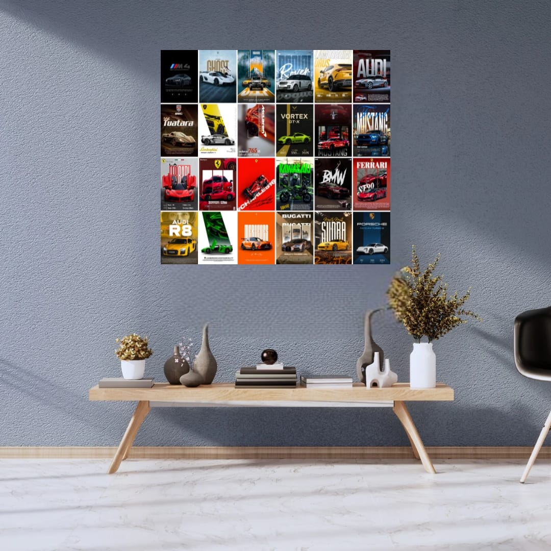 Aesthetic Supercar Wall Collage Kit || 24pcs (A6 Size) Car Posters for Room Decoration | 007