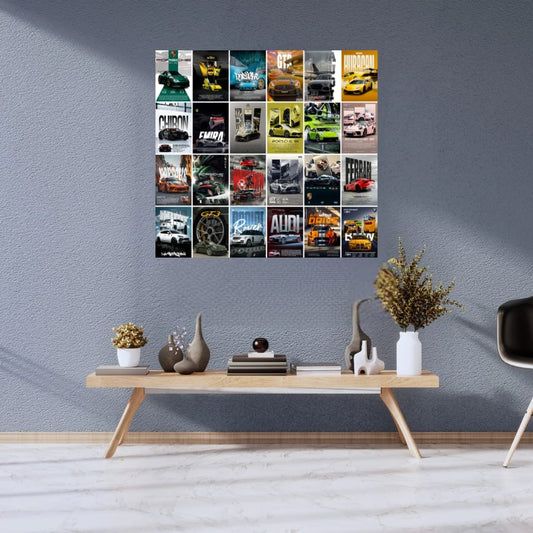 Aesthetic Supercar Wall Collage Kit || 24pcs (A6 Size) Car Posters for Room Decoration | 008