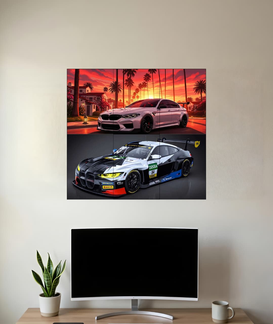 Premium Supercar Split Wall Poster Set of 2 – High-Quality Automotive Art for Modern Rooms 004