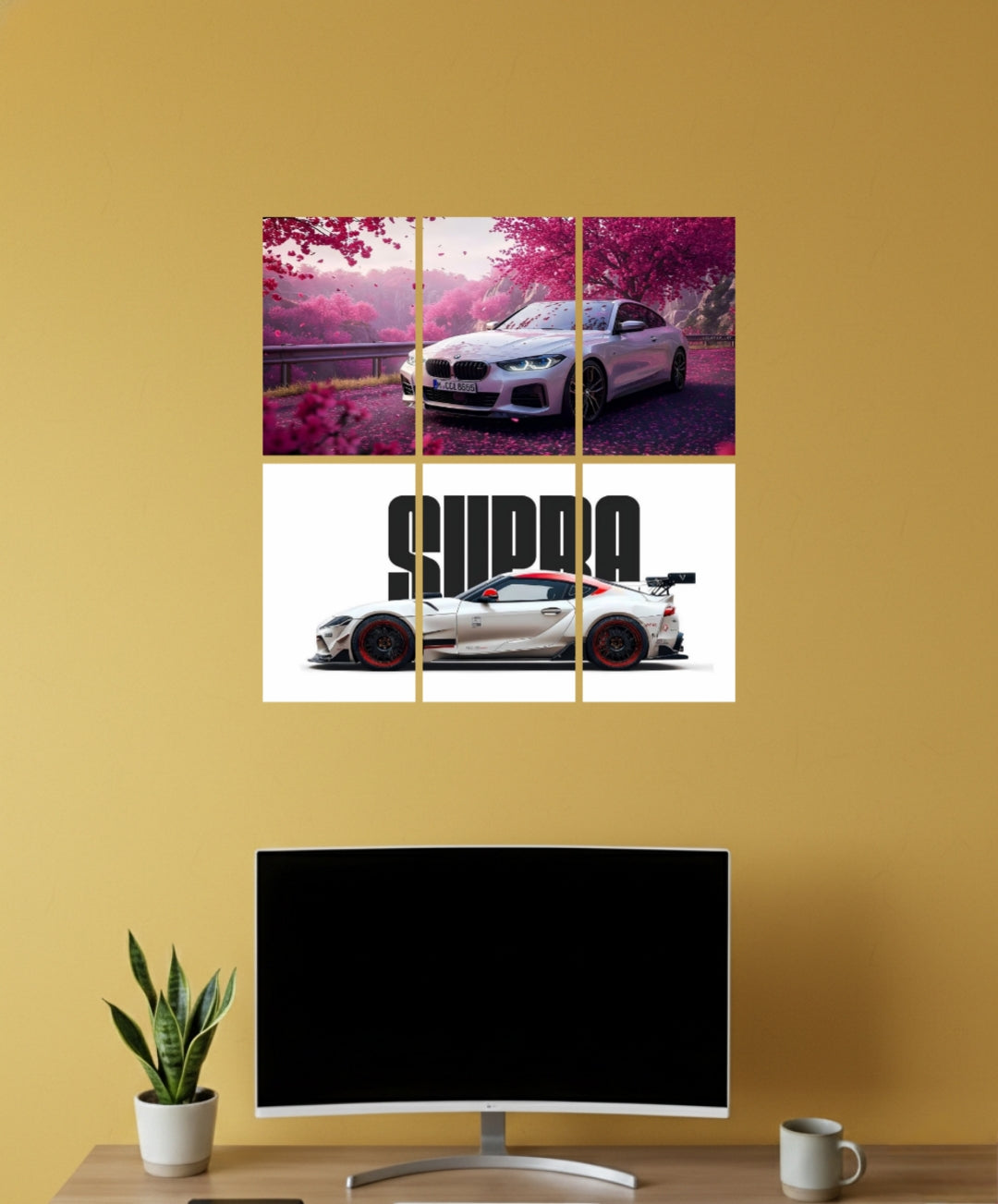 Automorphix Set of Split Racing Car Wall Posters | Sports Car Wall Art for Room Decoration | 007