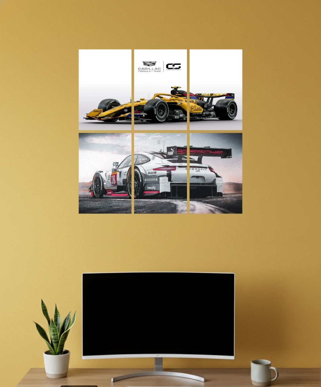 Automorphix Set of Split Racing Car Wall Posters | Sports Car Wall Art for Room Decoration | 008