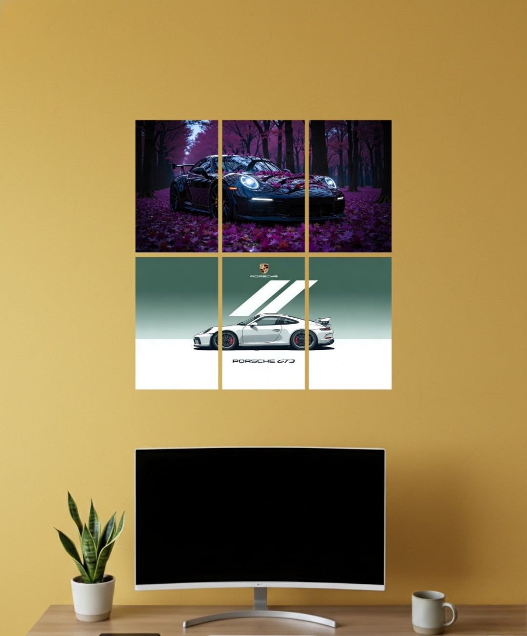 Automorphix Set of Split Racing Car Wall Posters | Sports Car Wall Art for Room Decoration | 009