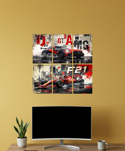 Automorphix Set of Split Racing Car Wall Posters | Sports Car Wall Art for Room Decoration | 0010